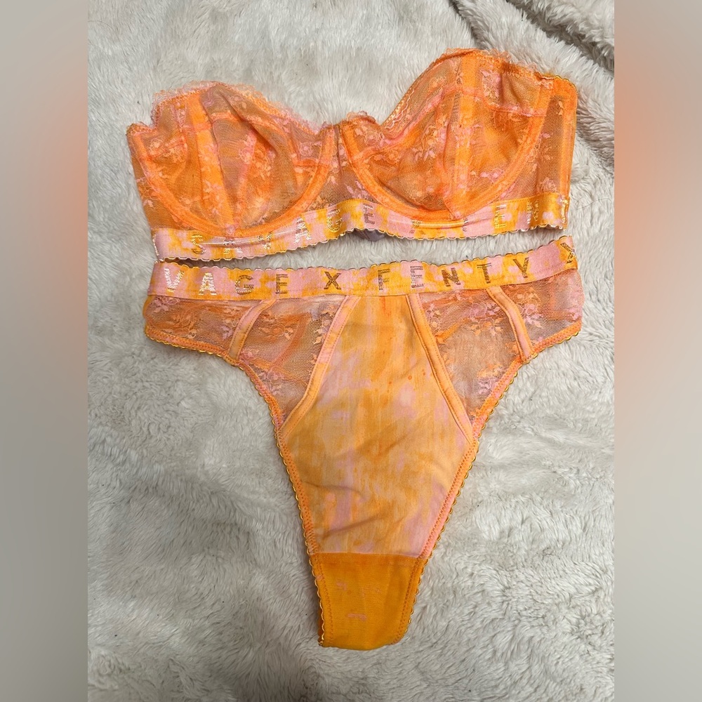 Fenty bra & panty set. Never worn. Top is 34c bottoms are small